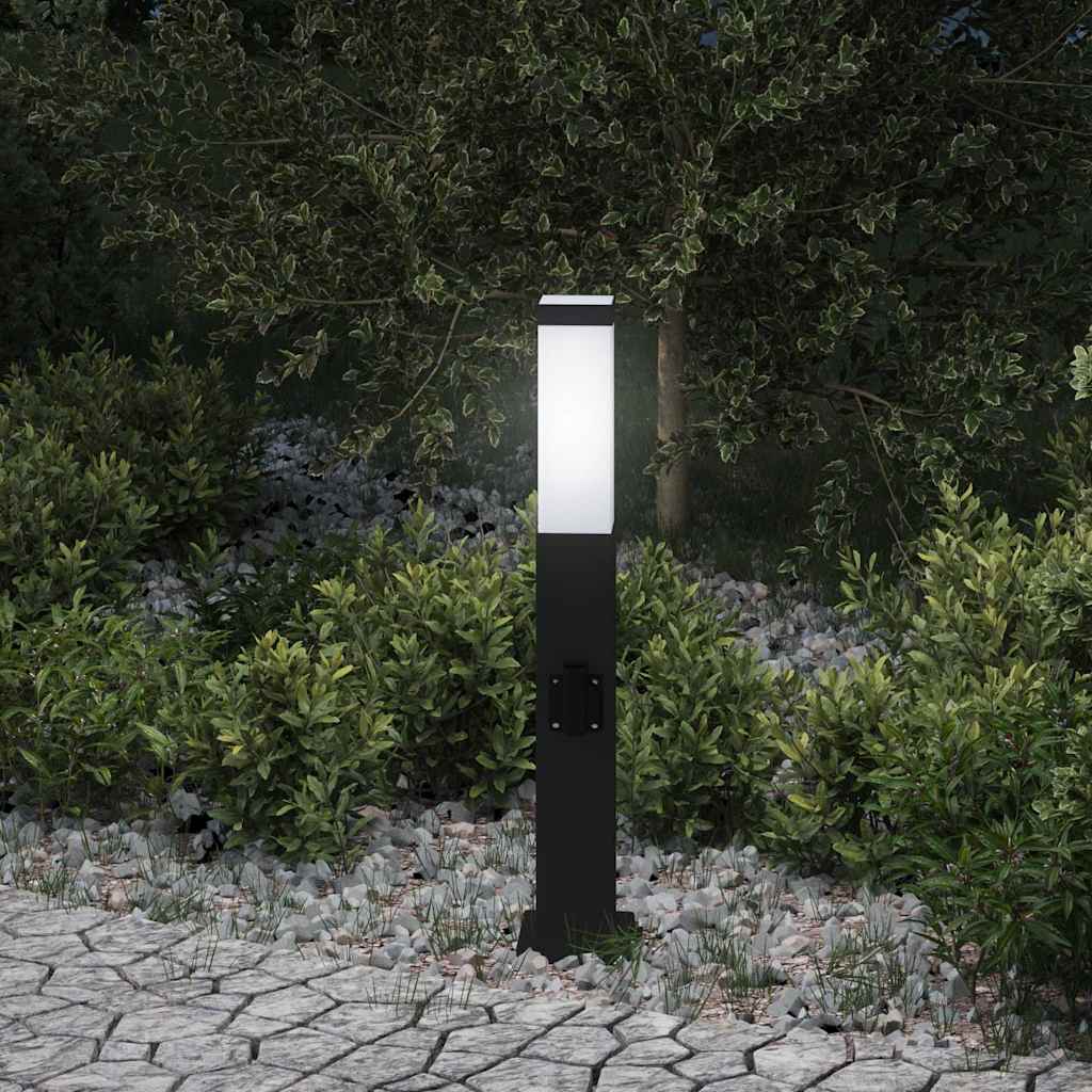 Lampada a paletto con presa elettrica 50 cm Nera IP44 | homemem39