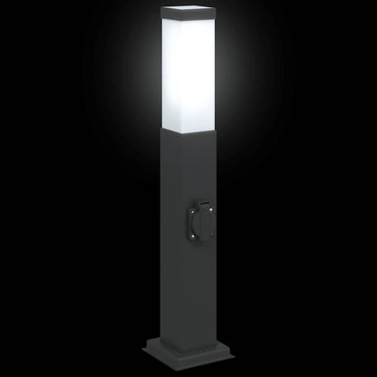 Lampioni a palo con presa elettrica 3 pz 50 cm Nero IP44 | homemem39