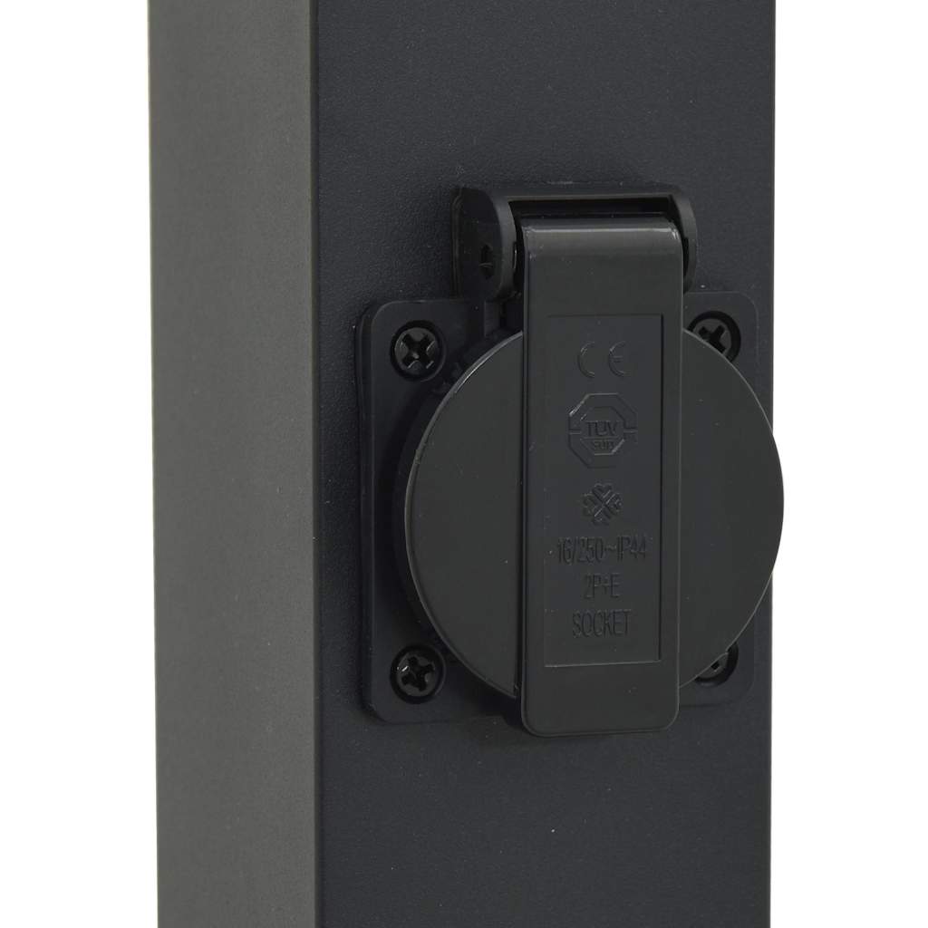 Lampioni a palo con presa elettrica 3 pz 50 cm Nero IP44 | homemem39
