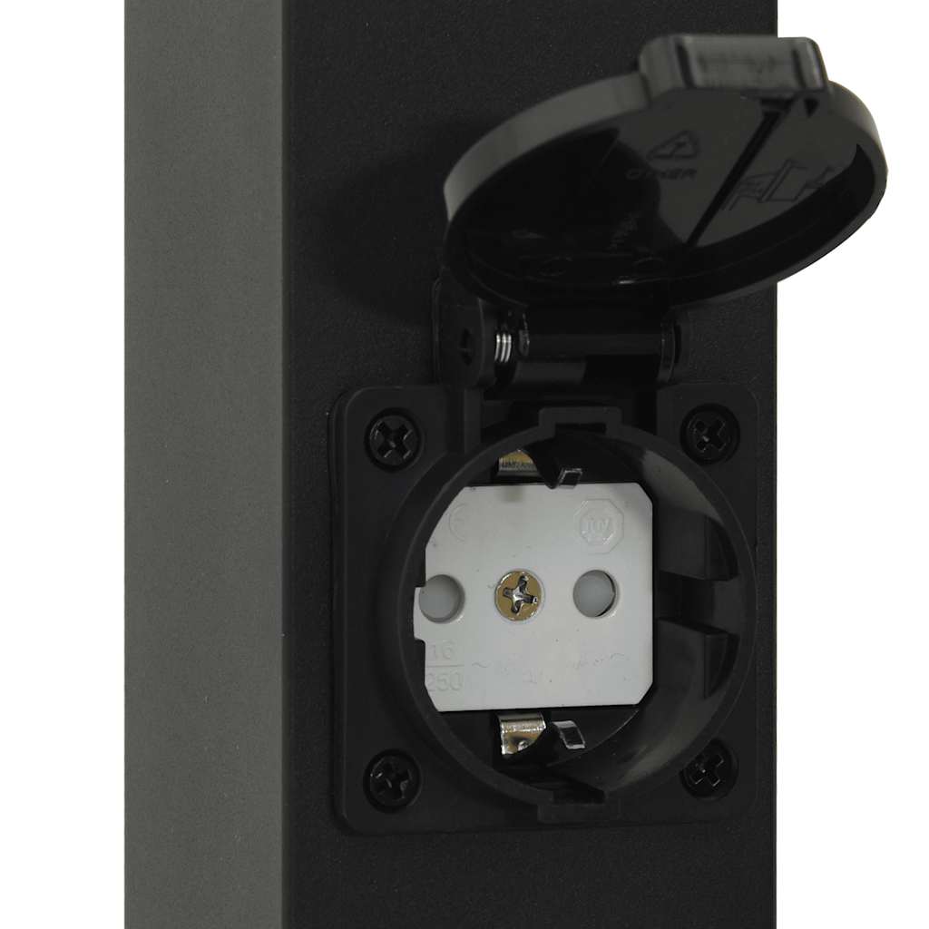 Lampioni a palo con presa elettrica 3 pz 50 cm Nero IP44 | homemem39