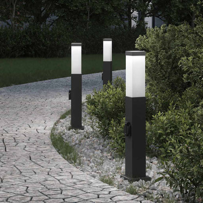 Lampioni a palo con presa elettrica 3 pz 50 cm Nero IP44 | homemem39