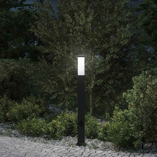 Lampada a paletto con presa elettrica 80 cm Nera IP44 | homemem39