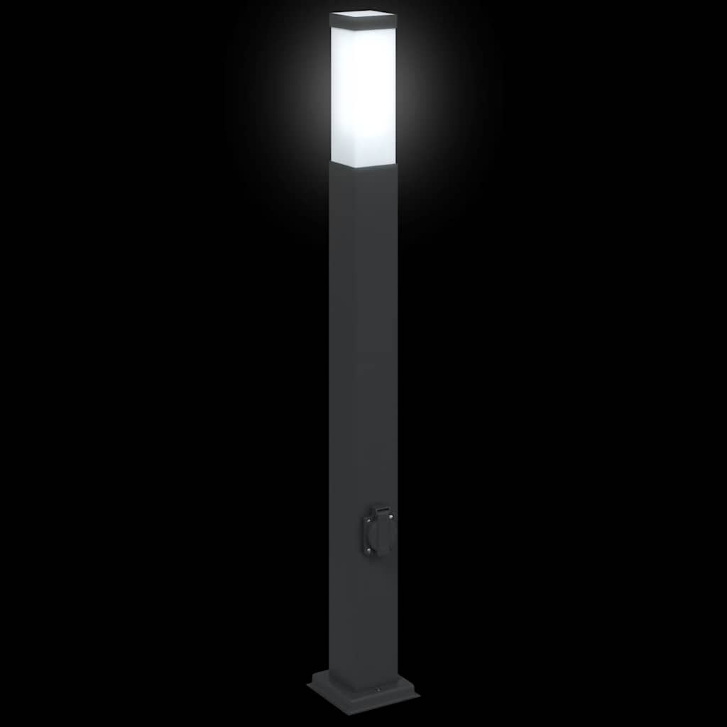 Lampioni a palo con presa elettrica 3 pz 80 cm Nero IP44 | homemem39