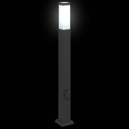 Lampioni a palo con presa elettrica 3 pz 80 cm Nero IP44 | homemem39