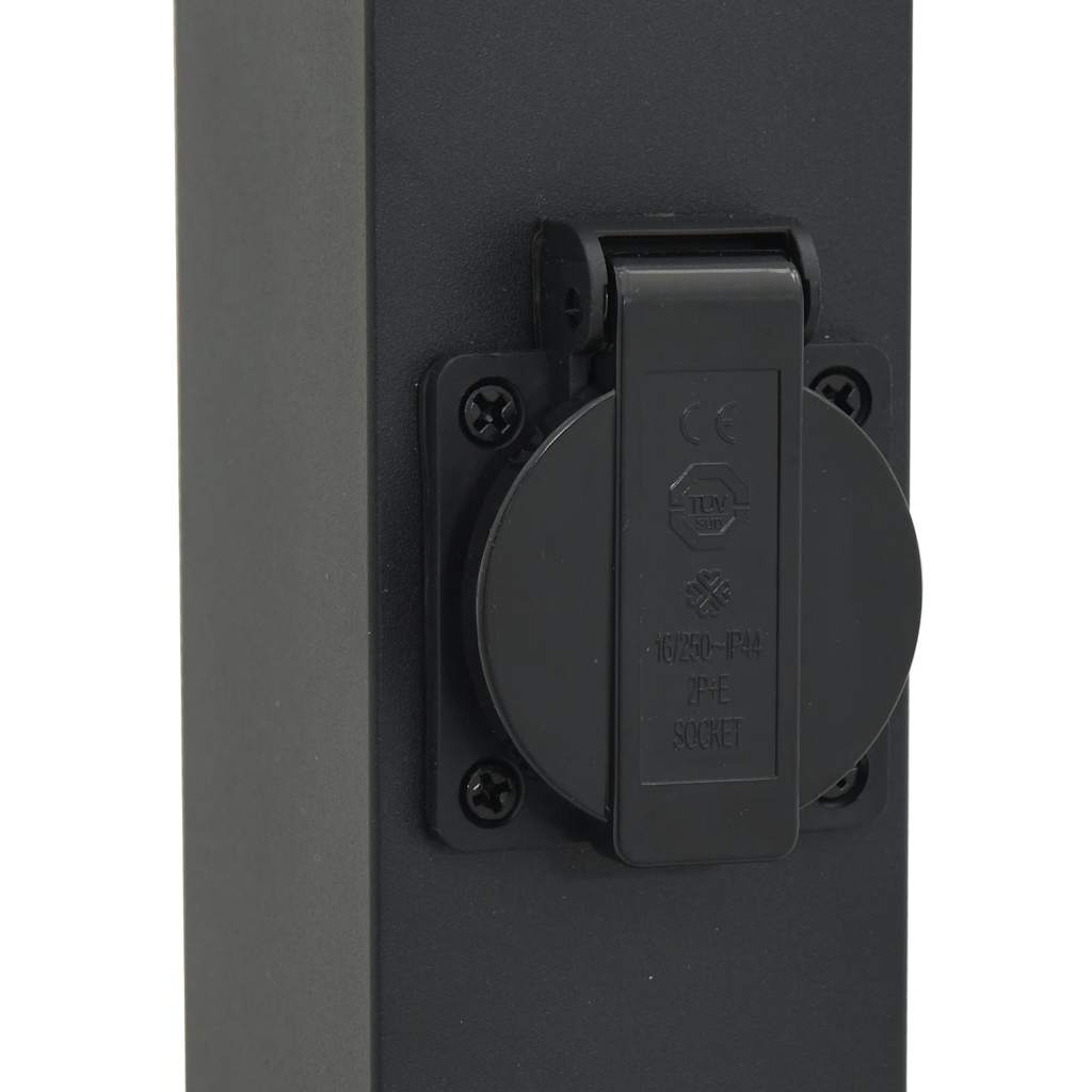 Lampioni a palo con presa elettrica 3 pz 80 cm Nero IP44 | homemem39
