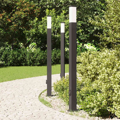 Lampioni a palo con presa elettrica 3 pz 110 cm Nero IP44 | homemem39