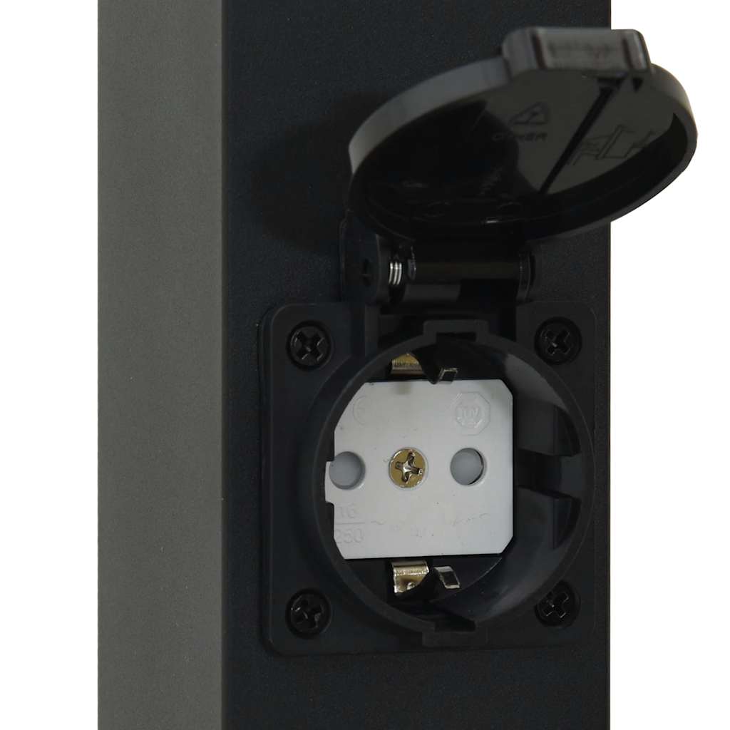 Lampioni a palo con presa elettrica 3 pz 110 cm Nero IP44 | homemem39