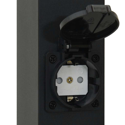 Lampioni a palo con presa elettrica 3 pz 110 cm Nero IP44 | homemem39
