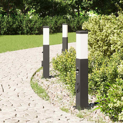 Lampioni a paletto con sensore e presa 3 pz 50 cm neri IP44 | homemem39