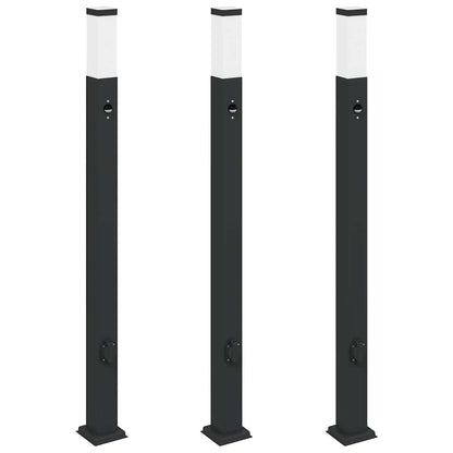 Lampioni a paletto con sensore e presa 3 pz 110 cm neri IP44 | homemem39