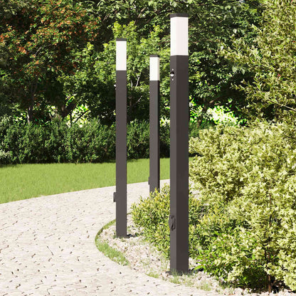 Lampioni a paletto con sensore e presa 3 pz 110 cm neri IP44 | homemem39