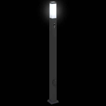 Lampioni a paletto con sensore e presa 3 pz 110 cm neri IP44 | homemem39