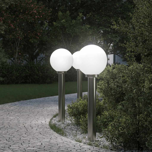 Lampioni a palo 3 pz 80 cm Acciaio Inox IP44
