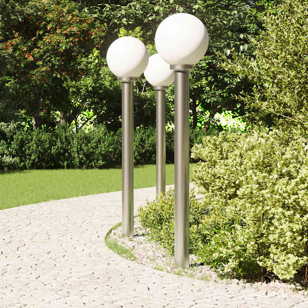 Lampioni a palo 3 pz 120 cm Acciaio Inox IP44 | homemem39