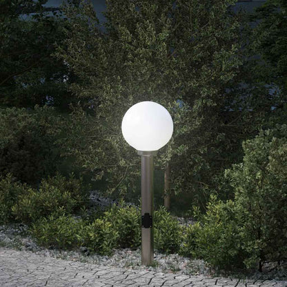 Lampada a paletto con presa elettrica 80 cm Acciaio Inox IP44 | homemem39