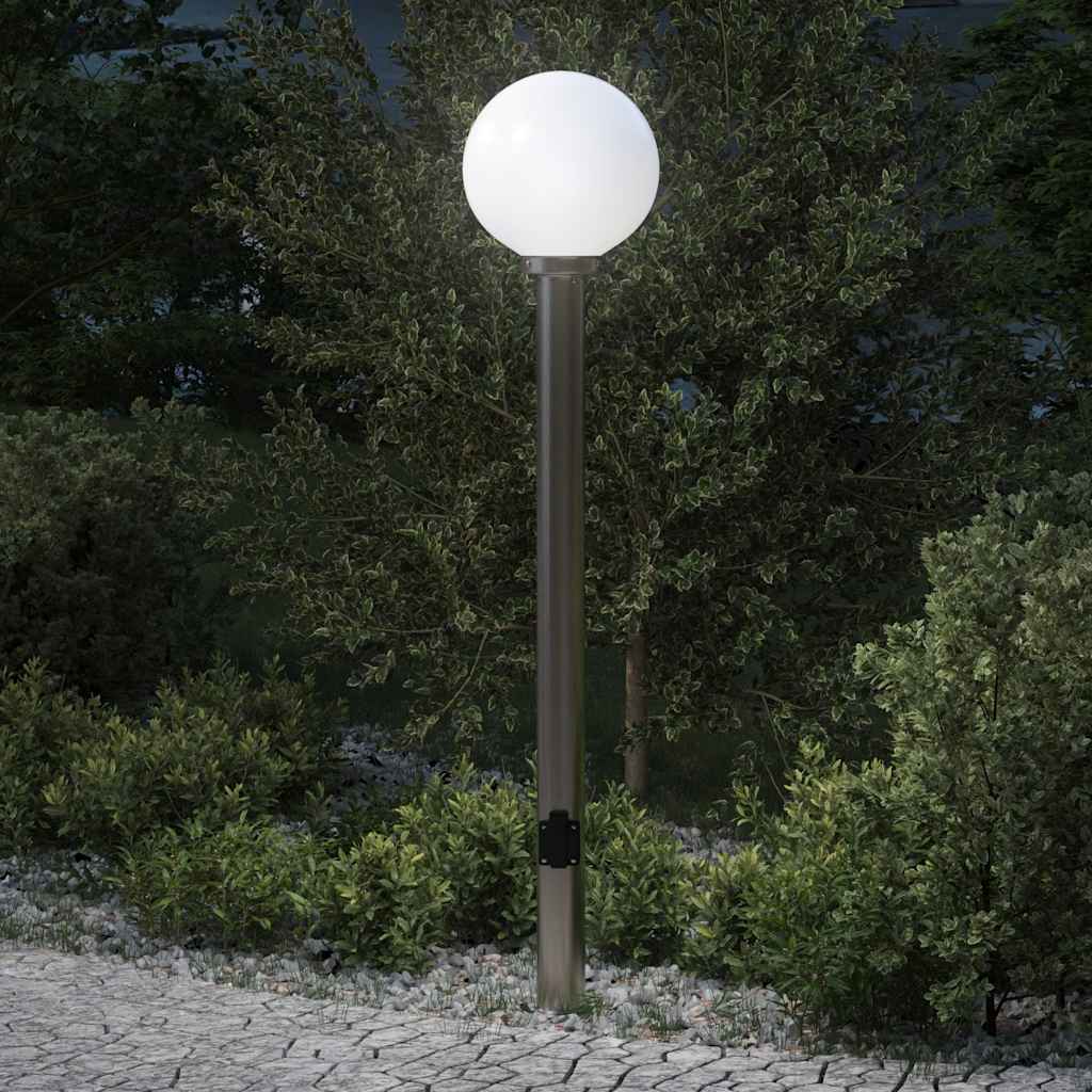 Lampada a paletto con presa elettrica 120 cm Acciaio Inox IP44 | homemem39