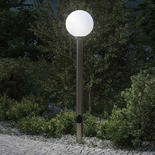 Lampada a paletto con presa elettrica 120 cm Acciaio Inox IP44 | homemem39