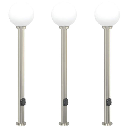 Lampioni a colonnina con presa elettrica 3 pz 120 cm Acciaio Inox IP44 | homemem39