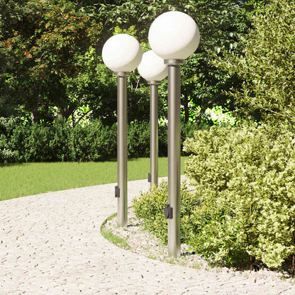 Lampioni a colonnina con presa elettrica 3 pz 120 cm Acciaio Inox IP44 | homemem39