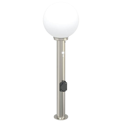 Lampada a paletto con sensore e presa 80 cm Acciaio Inox IP44 | homemem39