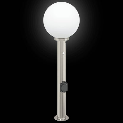 Lampada a paletto con sensore e presa 80 cm Acciaio Inox IP44 | homemem39