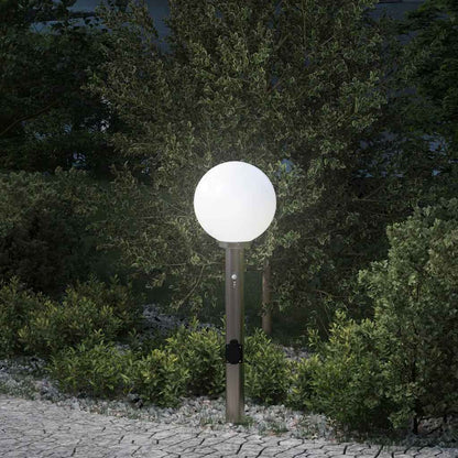 Lampada a paletto con sensore e presa 80 cm Acciaio Inox IP44 | homemem39
