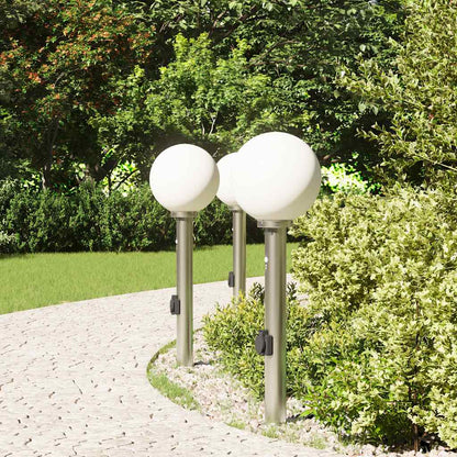 Lampioni a dissuasore con sensore e presa 3 pz 80 cm Acciaio Inox IP44 | homemem39