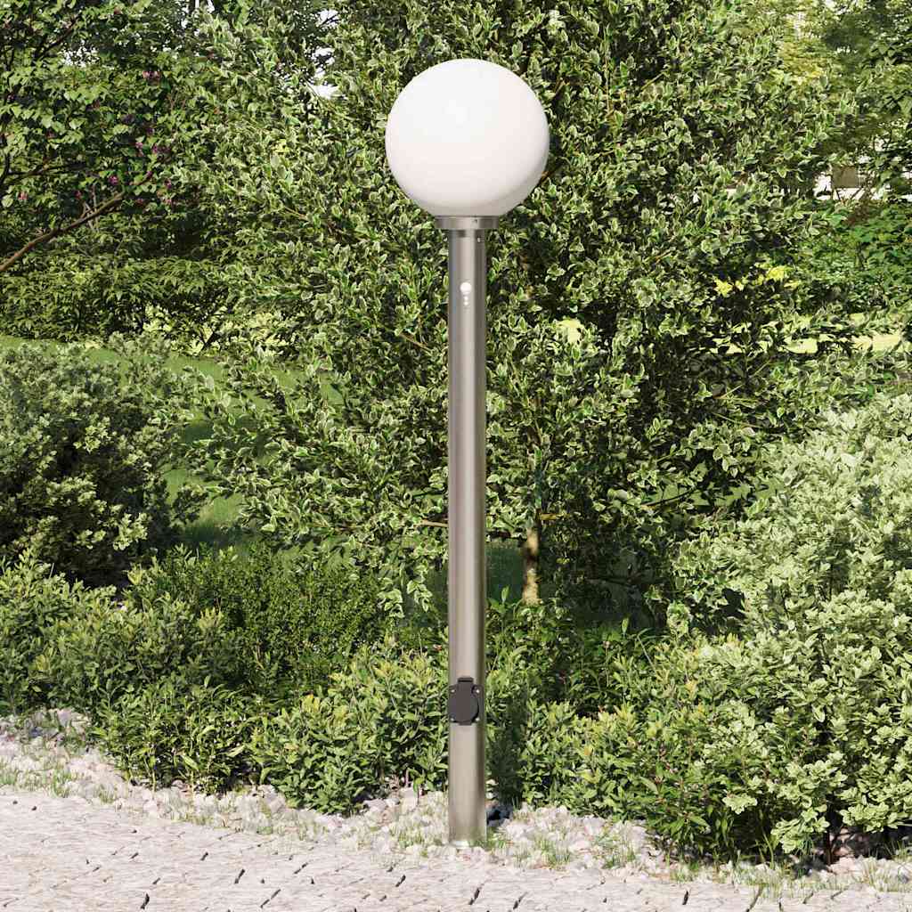 Lampada a paletto con sensore e presa 120 cm Acciaio Inox IP44 | homemem39