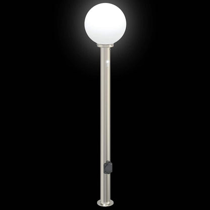 Lampada a paletto con sensore e presa 120 cm Acciaio Inox IP44 | homemem39