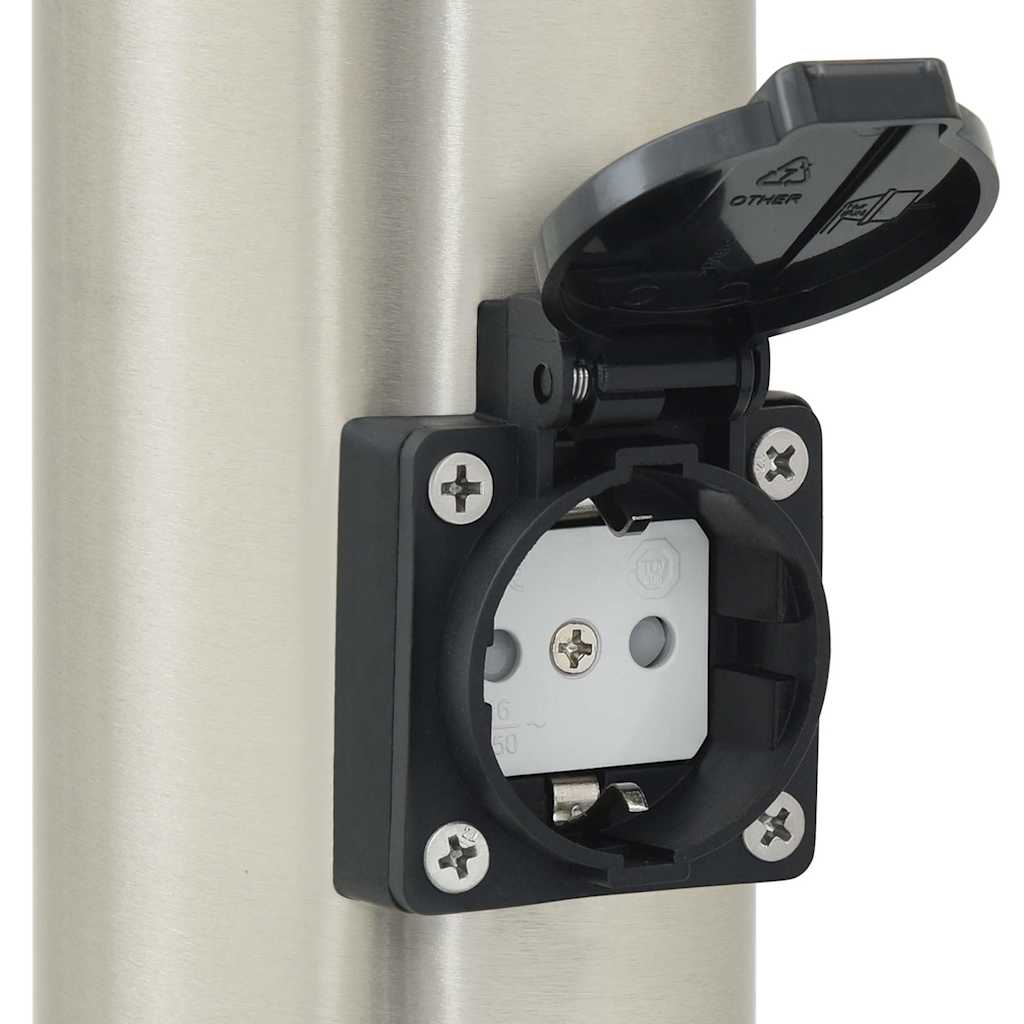 Lampada a paletto con sensore e presa 120 cm Acciaio Inox IP44 | homemem39