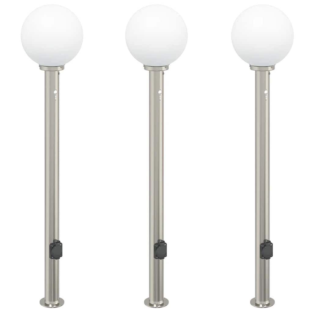 Lampioni a dissuasore con sensore e presa 3 pz 120 cm Acciaio Inox IP44 | homemem39