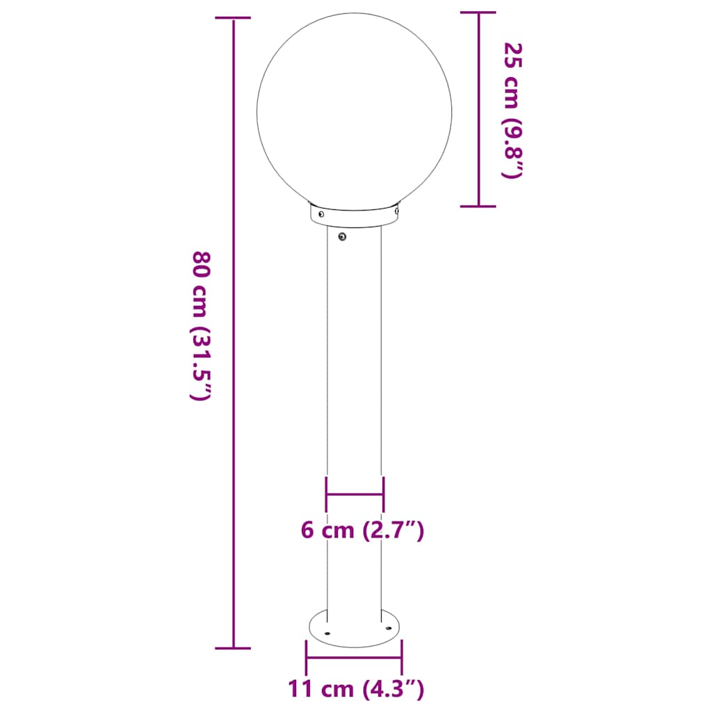 Lampioni a palo 3 pz 80 cm Nero IP44 | homemem39