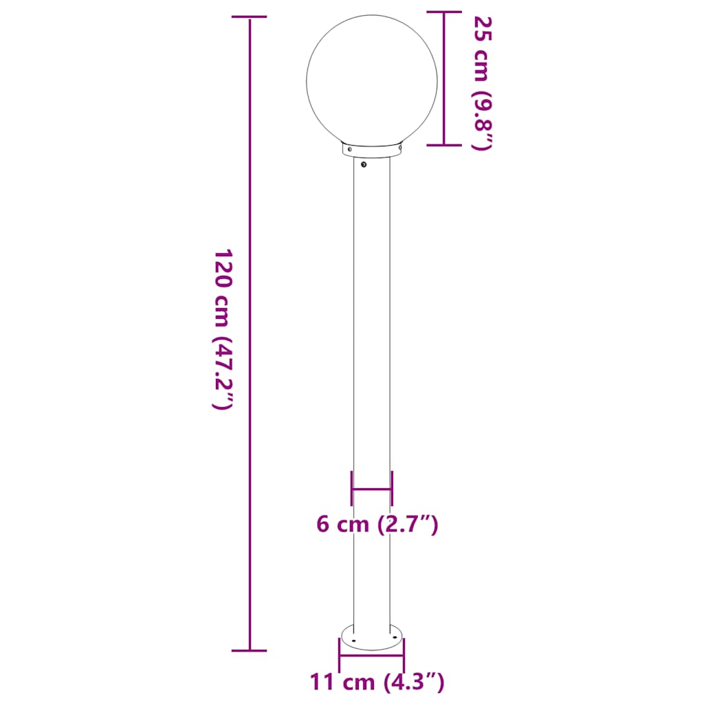 Lampada a paletto 120 cm Nero IP44 | homemem39