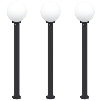 Lampioni a palo 3 pz 120 cm Nero IP44