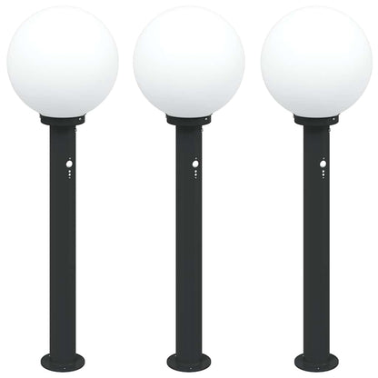 Lampioni a paletto con sensore 3 pz 80 cm neri IP44 | homemem39