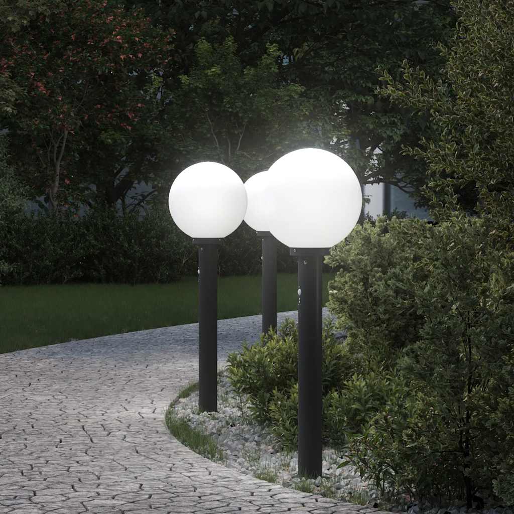 Lampioni a paletto con sensore 3 pz 80 cm neri IP44 | homemem39