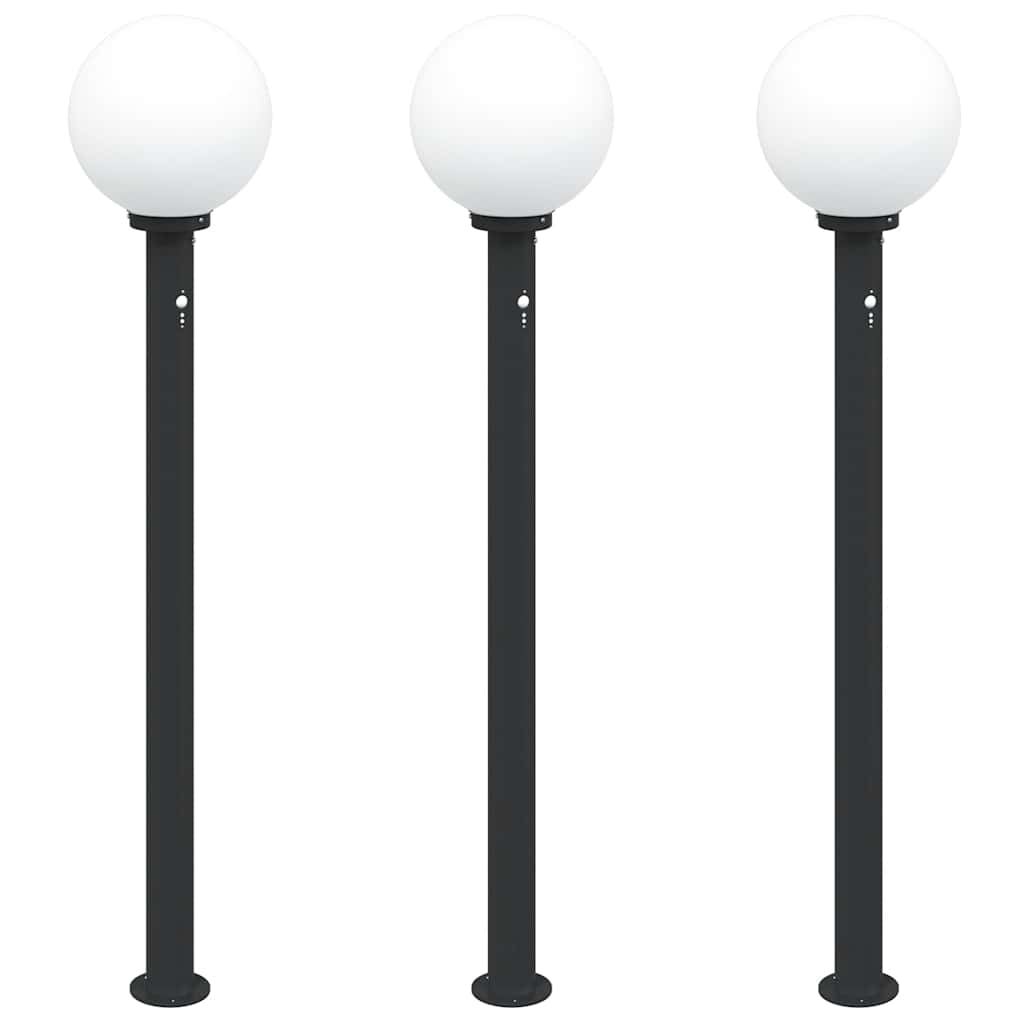 Lampioni a paletto con sensore 3 pz 120 cm neri IP44 | homemem39