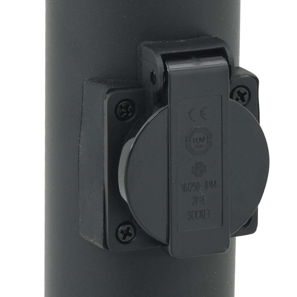 Lampioni a palo con presa elettrica 3 pz 80 cm Nero IP44 | homemem39