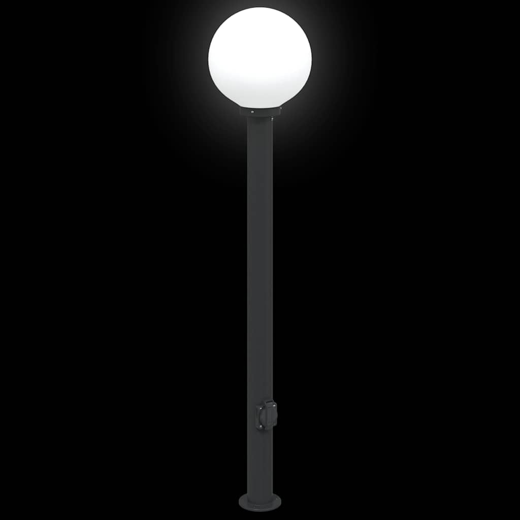 Lampada a paletto con presa di corrente 120 cm Nera IP44