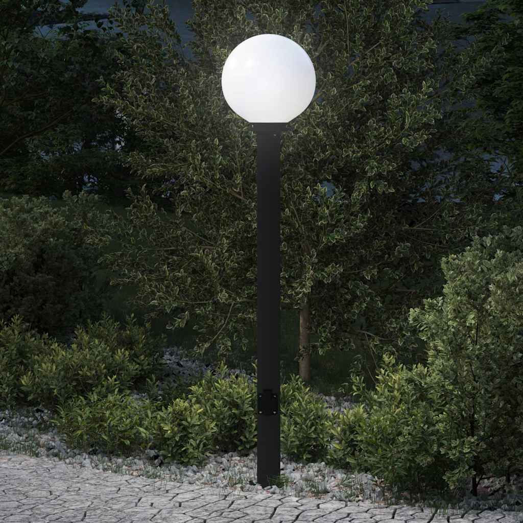 Lampada a paletto con presa di corrente 120 cm Nera IP44
