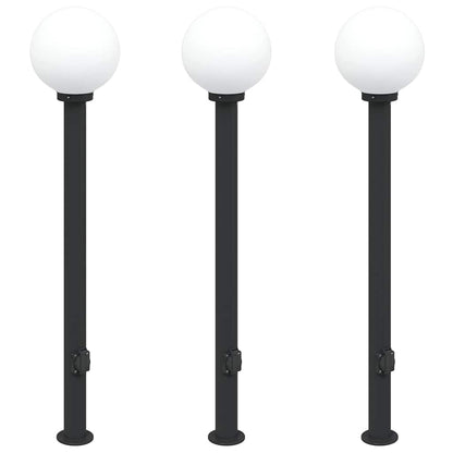 Lampioni a palo con presa elettrica 3 pz 120 cm Nero IP44 | homemem39