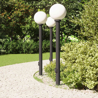 Lampioni a palo con presa elettrica 3 pz 120 cm Nero IP44 | homemem39