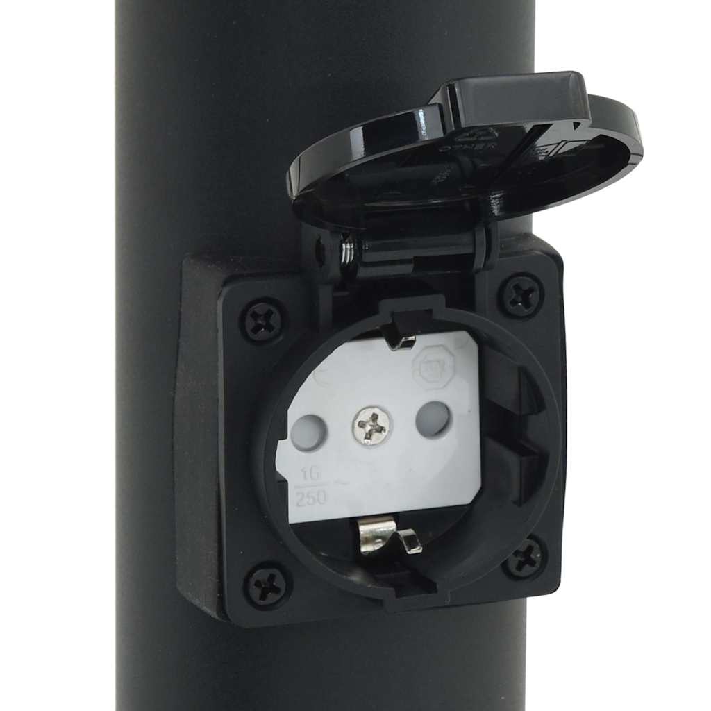 Lampioni a palo con presa elettrica 3 pz 120 cm Nero IP44 | homemem39