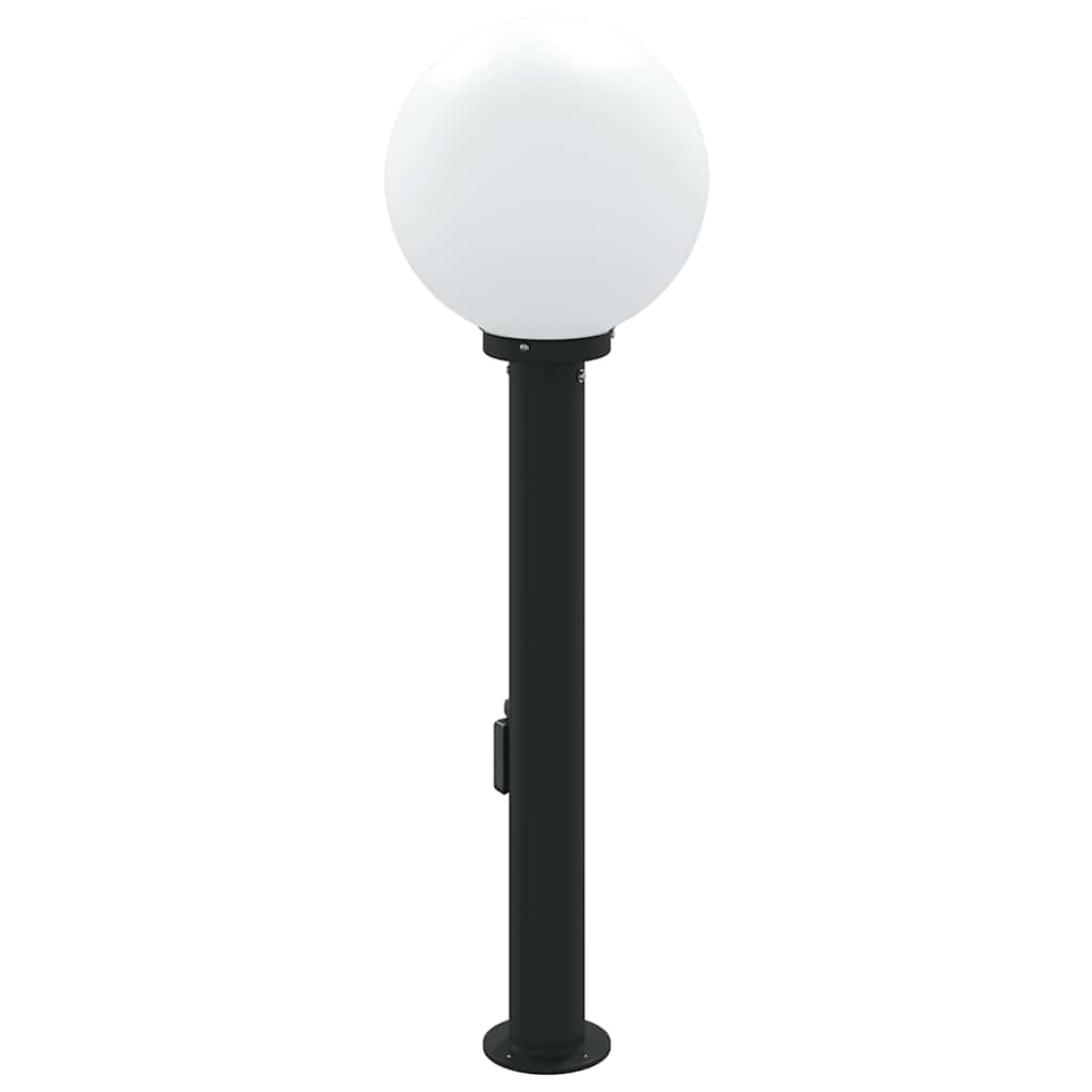 Lampada a paletto con sensore e presa 80 cm Nera IP44 | homemem39