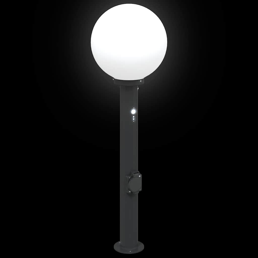 Lampada a paletto con sensore e presa 80 cm Nera IP44 | homemem39