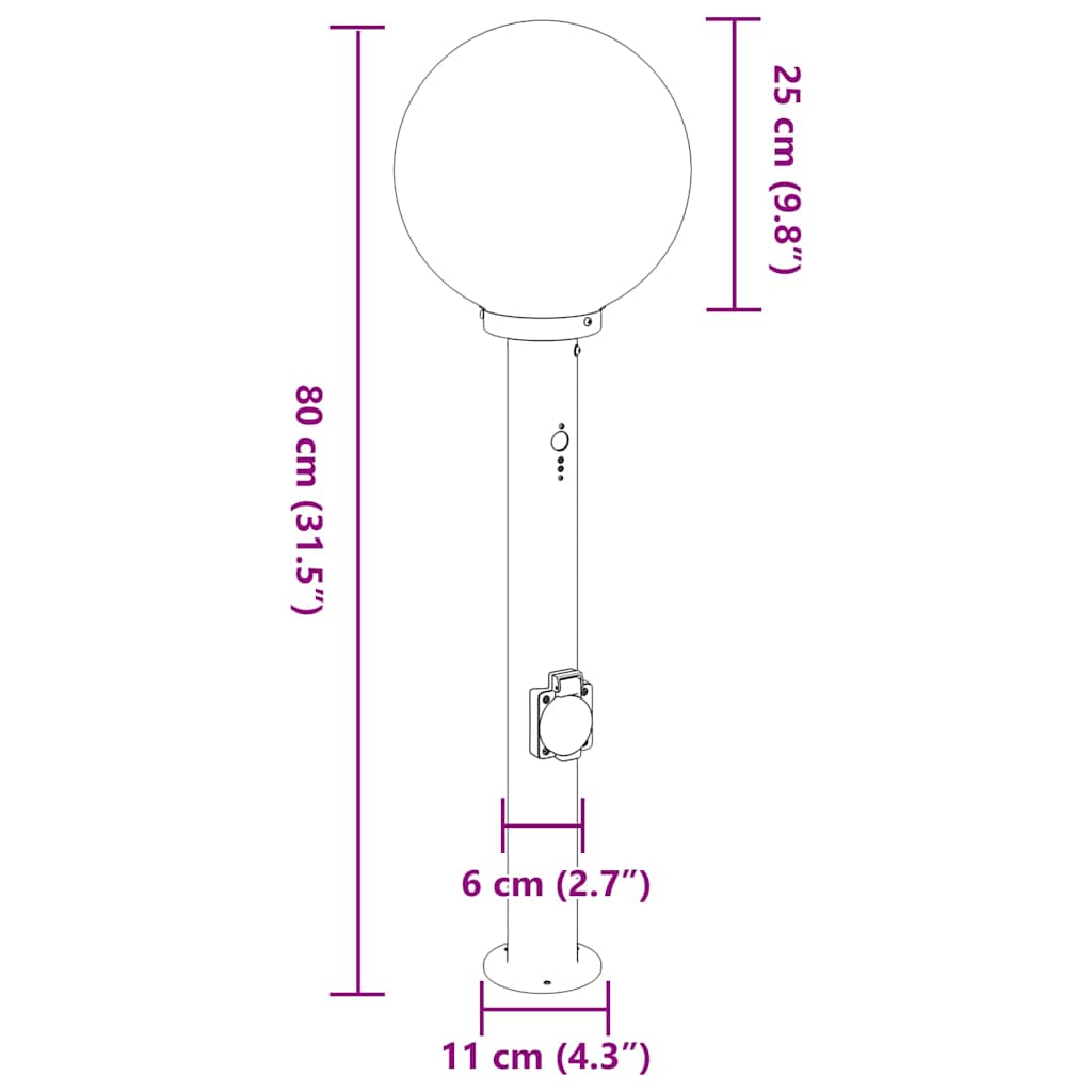 Lampioni a paletto con sensore e presa 3 pz 80 cm neri IP44 | homemem39