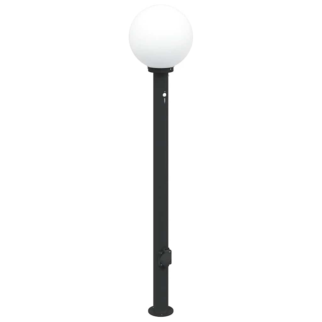 Lampada a paletto con sensore e presa 120 cm Nera IP44 | homemem39