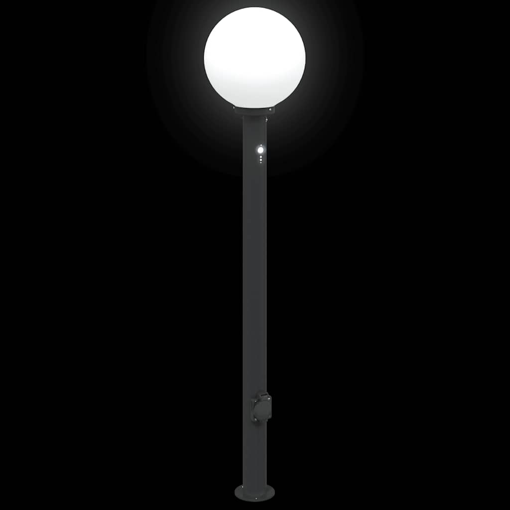Lampada a paletto con sensore e presa 120 cm Nera IP44 | homemem39