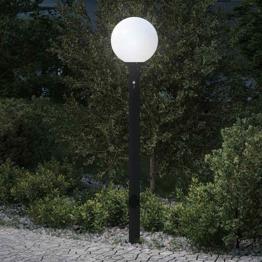 Lampada a paletto con sensore e presa 120 cm Nera IP44 | homemem39