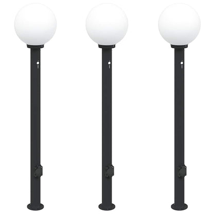 Lampioni a paletto con sensore e presa 3 pz 120 cm neri IP44 | homemem39